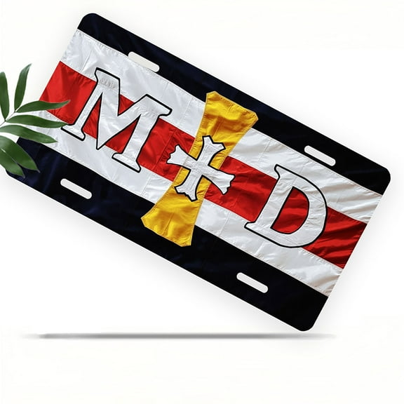 License Plate, Emblem with Cross Decorative Front,Personalized Stainless Steel License Plate Cover For Men Women,12.2" X 6.2"