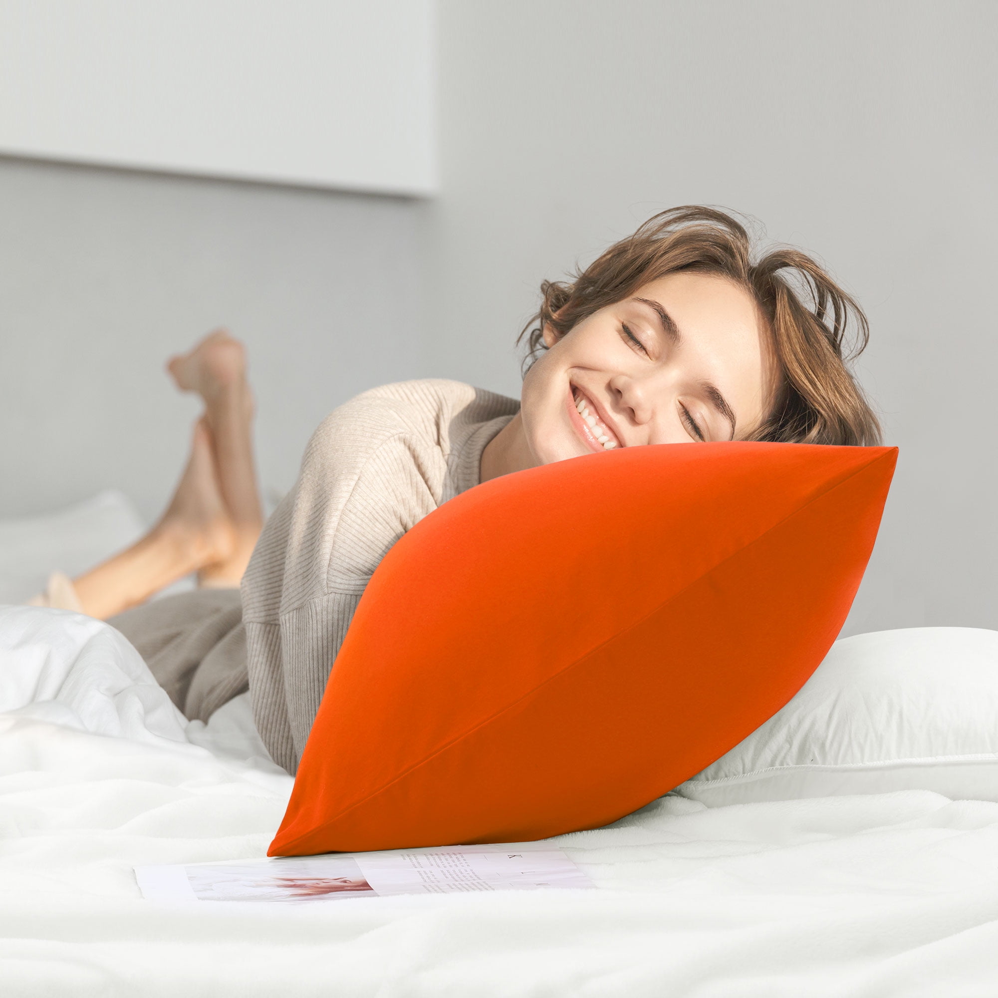Unique Bargains Pillowcases 2-Piece Egyptian Cotton Pillow Cover orange Standard