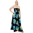 thumbnail image 4 of HAPPY BAY Women's Boho A-Line Smocked Strapless Dresses Evening Long Tube Top Slit Maxi Dress for Women One Size Cobalt, Floral, 4 of 5