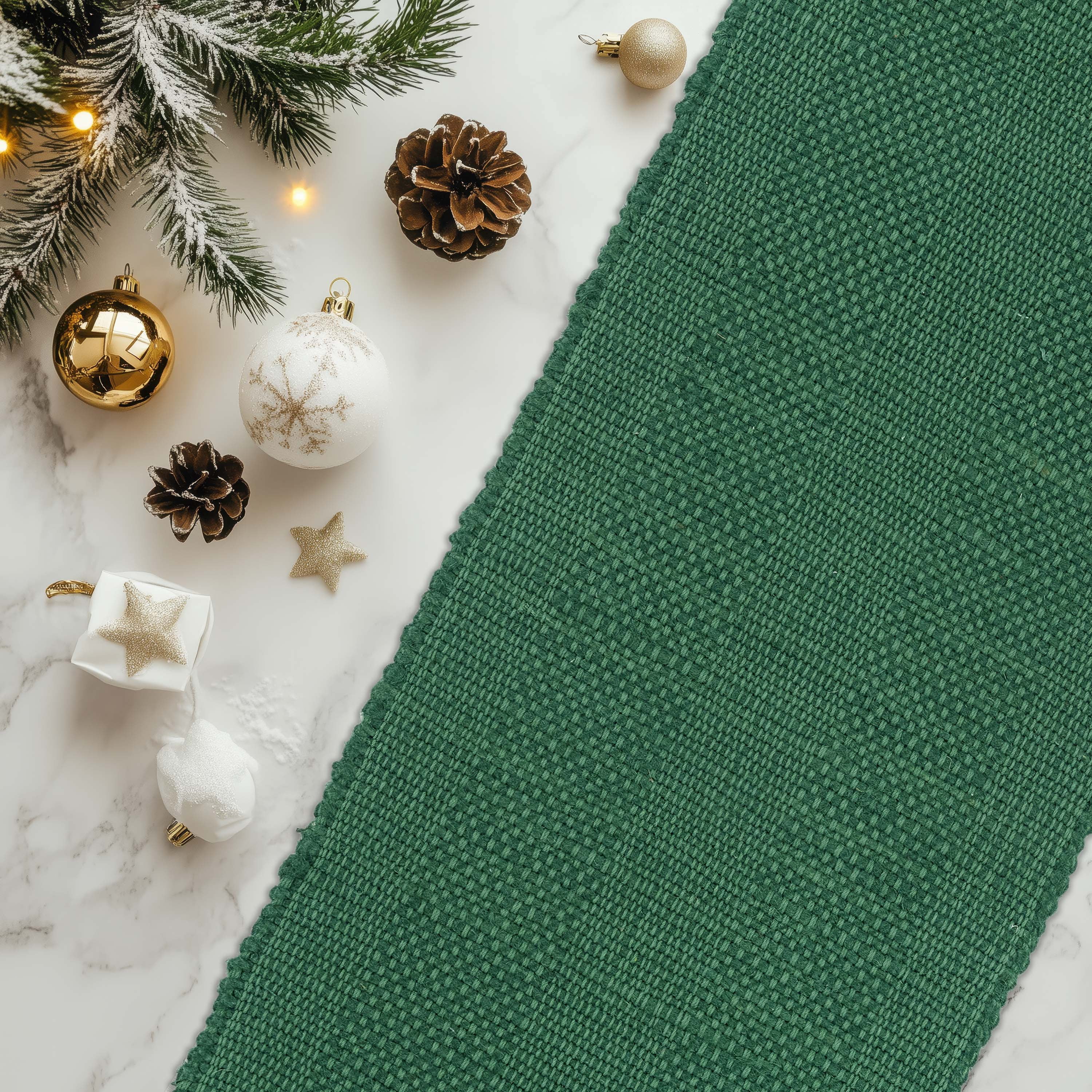 Holiday Chunky 13" x 72" Table Runner - 80% Jute, 20% Cotton, Green