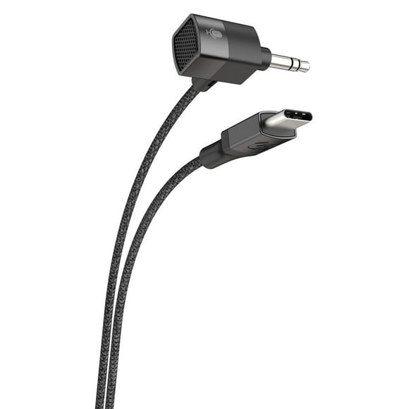Scosche CAUXMICB4-SP Premium USB-C to 3.5 mm Braided Audio Cable & Relocation Dock Black, USB-C-3.5mm Aux Adio Cbl w/ Mc