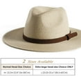 thumbnail image 3 of Panama Hat Sun Hats for Women Men Wide Brim Fedora Straw Beach Hat UV UPF 50- Beige Khaki- L, 3 of 9