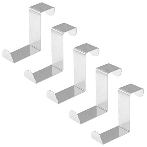 5Pcs Over The Door Hooks Z-Shaped Hanging Hooks Dual Head Fits 2" & 1" Door Widths,Reversible Single Hanger Hook for Over The Door,Bathroom,Kitchen,Cupboard,Drawer