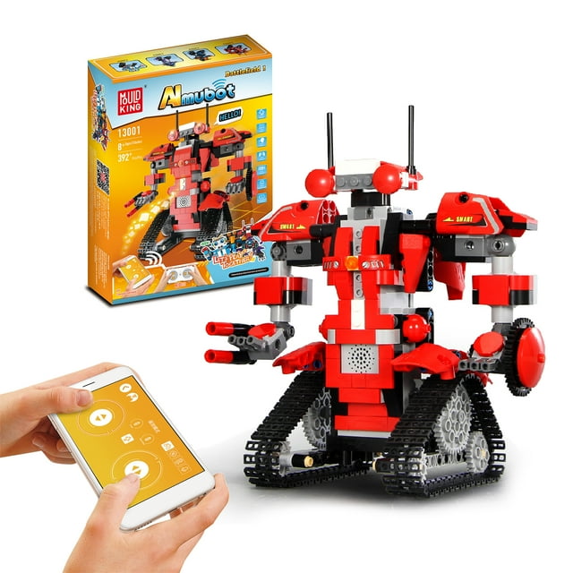 Smart Robot DIY Kit Intelligent Programmable Building Block Toy Science Engineering Educational Learning STEM Remote and Smartphone APP Control Gravity Induction Mode Voice Control Function