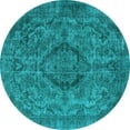thumbnail image 1 of Ahgly Company Indoor Round Oriental Light Blue Industrial Area Rugs, 3' Round, 1 of 4