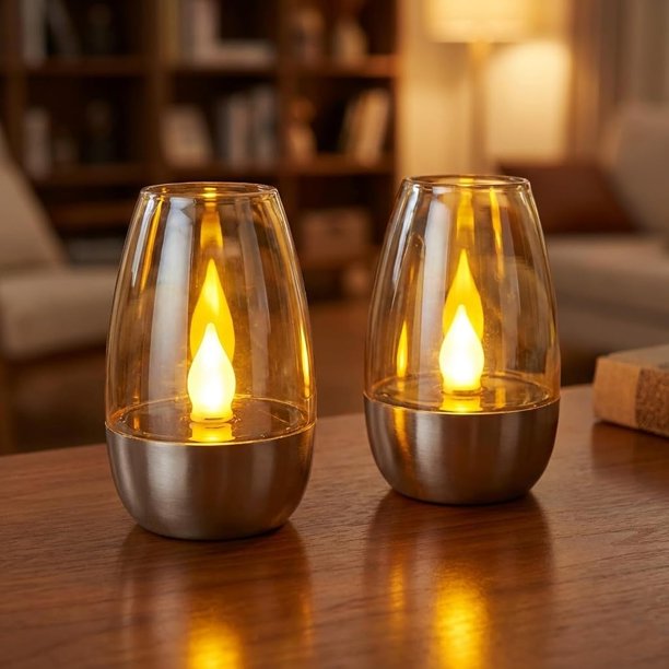 Velas Solares con Diseño Impermeable para Exteriores para Jardín, Luces de Té LED Parpadeantes, Paquete de 6