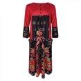 thumbnail image 3 of Robe Longue à Manches Longues Imprimée Mode pour Femmes avec Poches (Rouge, m), 3 of 4