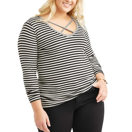 Poof Junior Plus OPP Stripe Strappy Tee