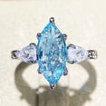 925 Sterling Silver Shining Horse Eye Shape light blue Cubic Zirconia