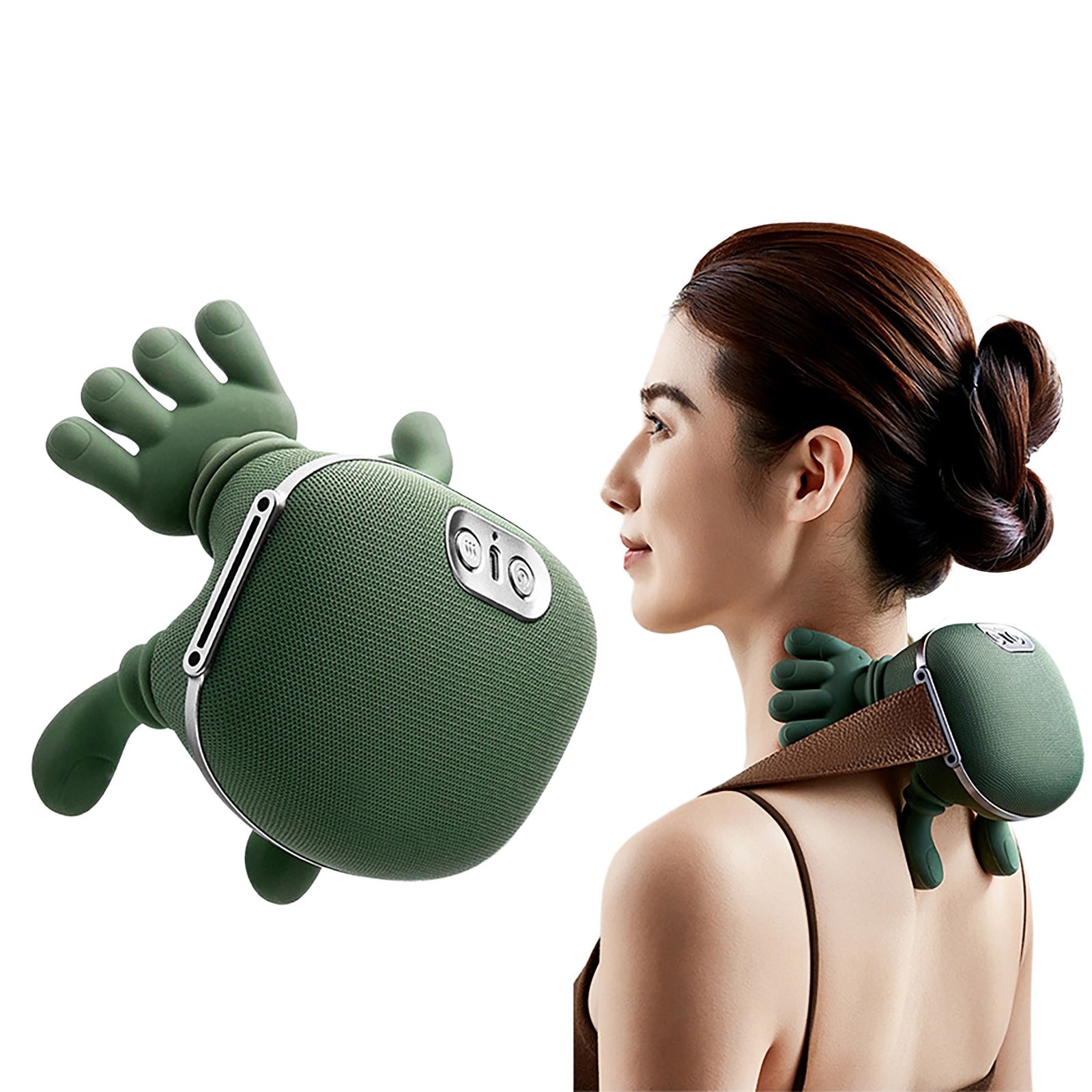 Chanana Bionic Heated Massager, Portable Shiatsu Neck and Back Massager, Electric Deep Tissue 4D Kneading Massage, Simulated Human Hand Design for Pain Relief and Muscle Relax
