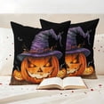 thumbnail image 3 of Halloween Outdoor Waterproof Pillow Covers, Orange Fall Pumpkin Witch Hat Bat Black Decorative Square Throw Pillowcase Sofa Cushion Sham for Patio/Couch/Chair, 18"x18" 2 Pack, 3 of 8