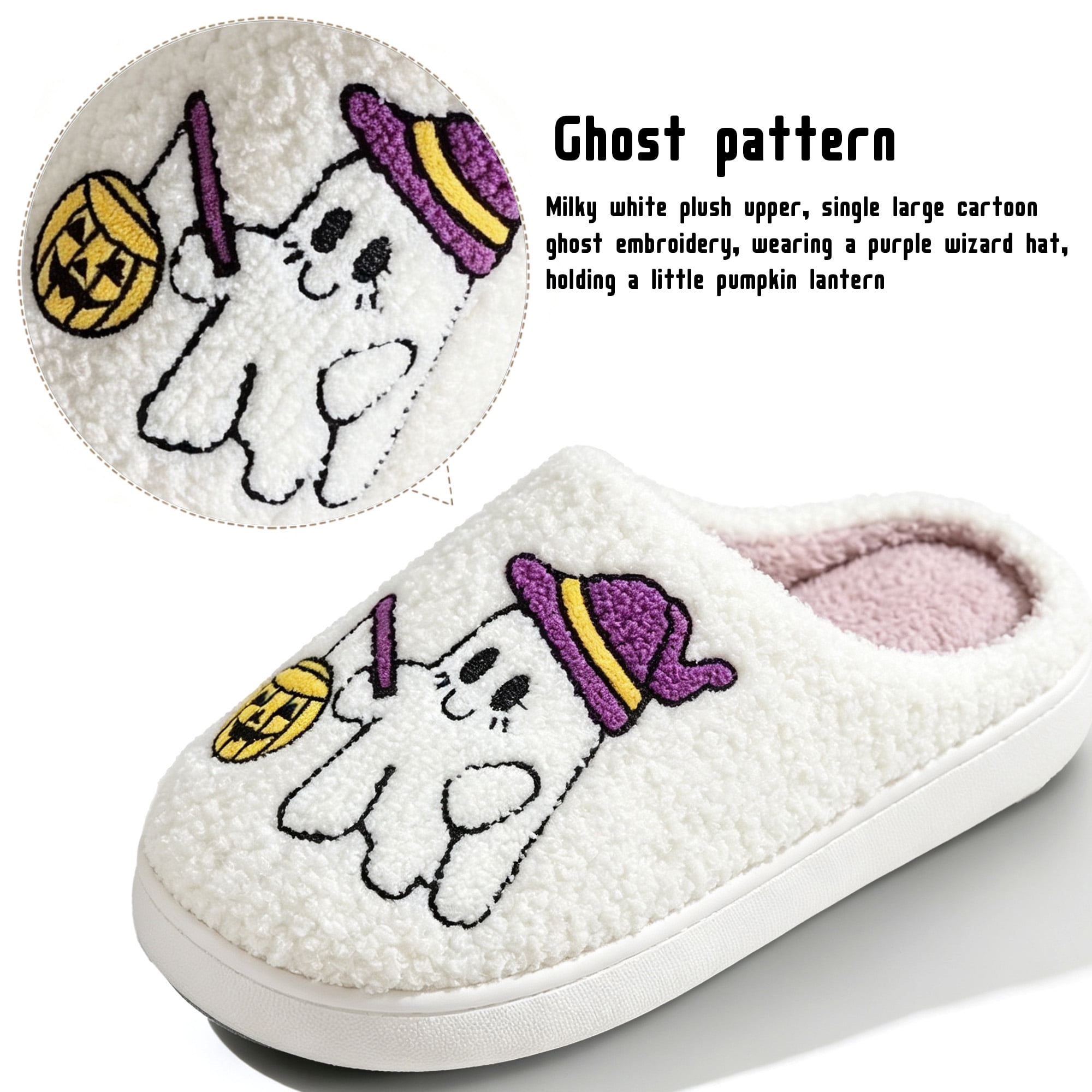 BERANMEY Halloween Slippers for Women Perfect Soft Plush Comfy Warm Slip-On Cute Womens Slippers Indoor Fluffy House Slippers for Women and Men Non-slip Fuzzy Flat Slides