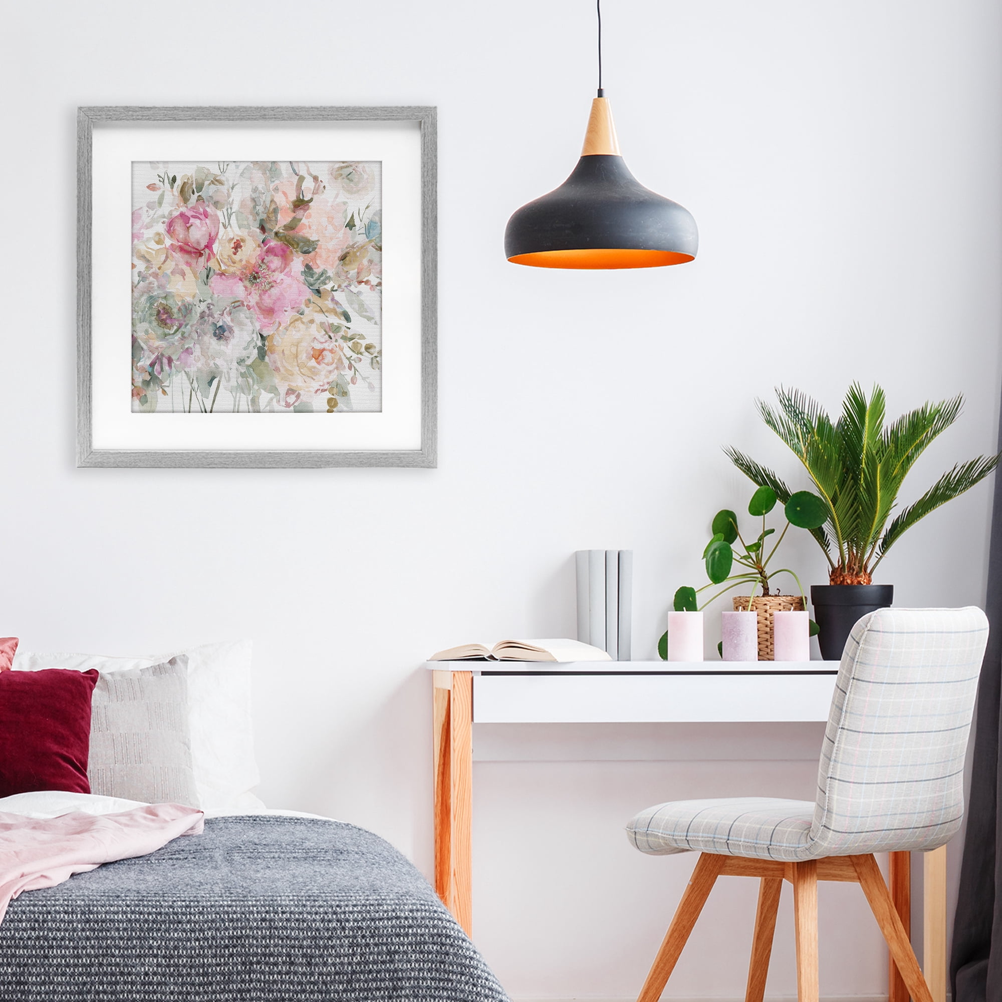 Stupell Industries Romantic Pastel Petals Gray Framed Print Under Glass, design by Carol Robinson