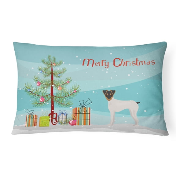 Carolines Treasures CK3464PW1216 Japanese Terrier Christmas Tree Canvas Fabric Decorative Pillow, 12H x16W, multicolor