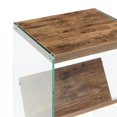 thumbnail image 4 of SoHo Table d'Extrémité avec Étagère en Bois de Noix de Muscade avec Panneaux de Verre Transparents, 4 of 6