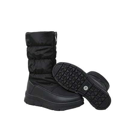 

SIMANLAN Ladies Winter Boot Plush Lining Warm Booties Waterproof Snow Boots Cold Weather Non-slip Comfort Shoes Outdoor Zip Up Mid Calf Bootie Black 7.5