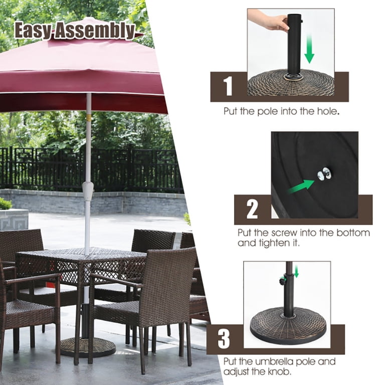 chair king patio umbrellas stands Giantex 21 lbs Umbrella Base Stand, Heavy Duty Outdoor Umbrella Holder with Cement Filled Base, Fits 1.5''-1.9'' Poles, HDPE Rattan Pattern, for Patio, Deck, Garden, Porch, Market : Patio by using this stylish Treasure Garden Cast Iron Classic Umbrella Base Whitehaven Outdoor Umbrella with 2
