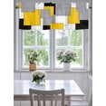 thumbnail image 4 of Curtain Valance for Windows,Yellow Color Block Abstract Geometric Kitchen Valances Rod Pocket Short Curtains,Black Plaid Collage Art Window Treatment Panel for Bedroom Bathroom 54"x18", 4 of 7