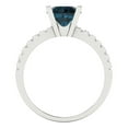 thumbnail image 4 of 1.71 ct Round Cut Natural London Blue Topaz Solitaire with Simulated Diamond Accents 18K White Gold Womens Engagement Ring, 4 of 5