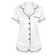 thumbnail image 7 of hoksml Women’s Satin Pajama Set Short Sleeve Button Down Top with Elastic Waist Shorts Breathable Sleepwear Lounge Set for Women, 7 of 7