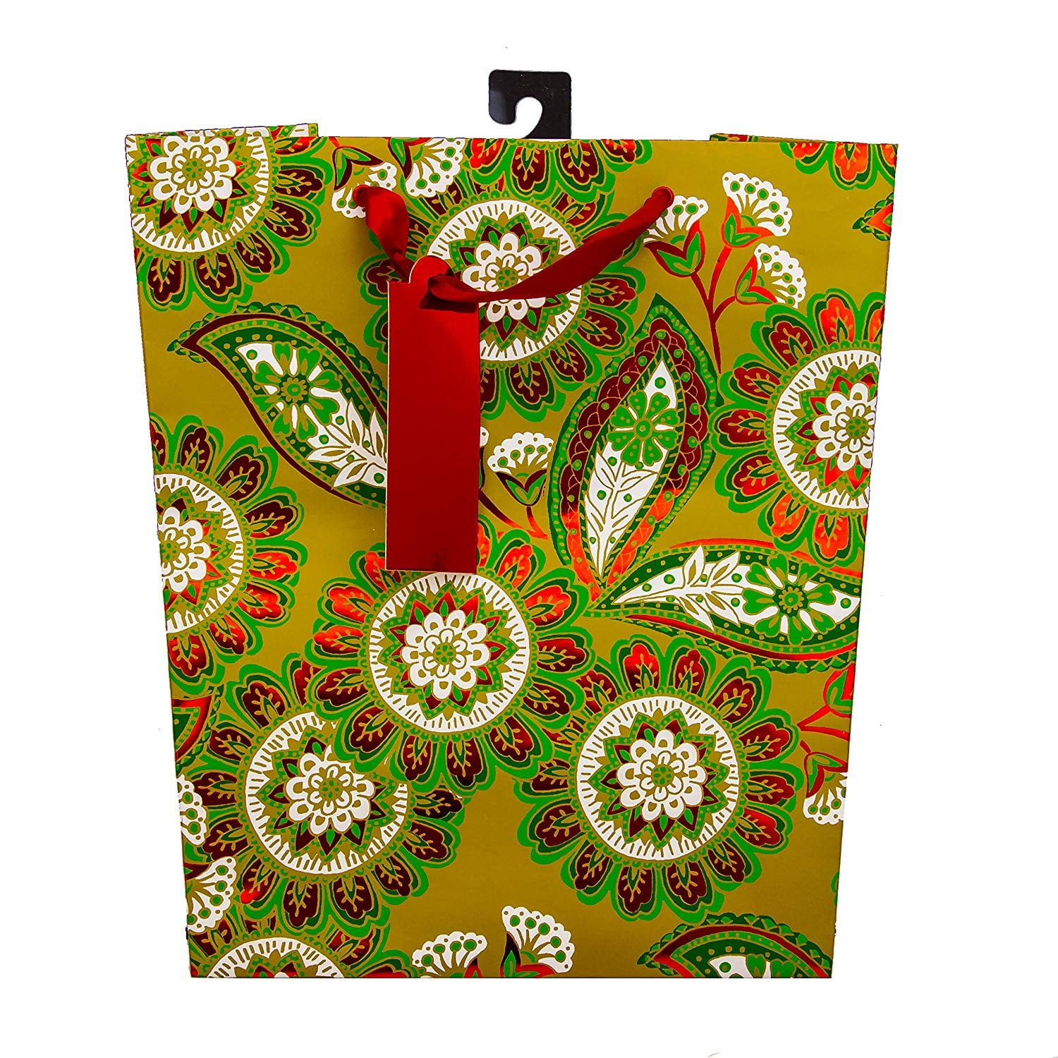 The Gift Wrap Company 12 Count Xmas Gift Bags, Medium, Festive Garland Christmas Design with