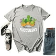 thumbnail image 1 of Pompotops T-Shirt Mode Femme Imprimé Cactus Col Rond Manches Courtes Blouse, 1 of 3