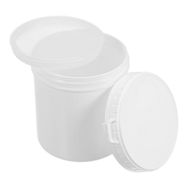 Unique Bargains Plastic Paint Pail 0.16 -Gallon/600mL with Sealing Strip Lids White 2Packs