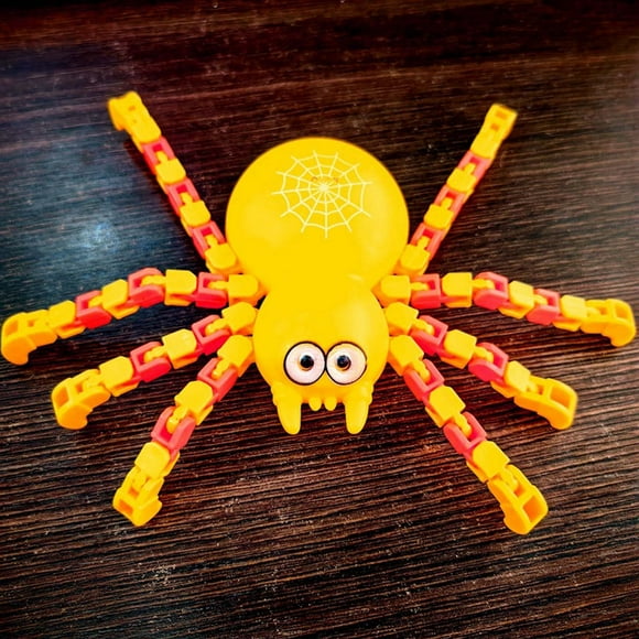 Meitianfacai Stress Relieving DIY Chain Toy Versatile Mechanical Spider Splicing Type Stress Relieving Toy Transformable Spider Toys For Kids Party Favors, Yellow