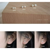 Pearl Earrings Freshwater Pearl White Button Stud Earrings With 925 Sterling Silver For Women[Z1471]