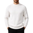 thumbnail image 2 of Zylanna Men Mock Neck Sweater, Soft Long Sleeve Warm Solid Color Pullover Knit Jumper for Daily Wear White, 2 of 8