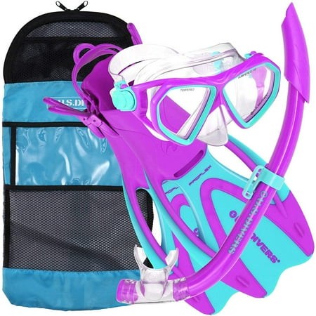 U.S. Divers Kids Dorado Mask, Proflex Fins, & Sea Breeze Snorkel Set, Fun