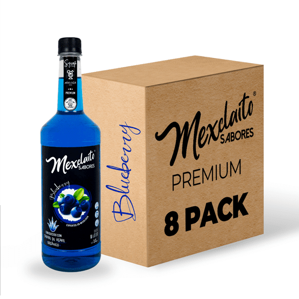 Mexclaito® Premium Jarabe/Syrop sabor Blueberry 1 Litro 8 PACK Mexclaito® Premium