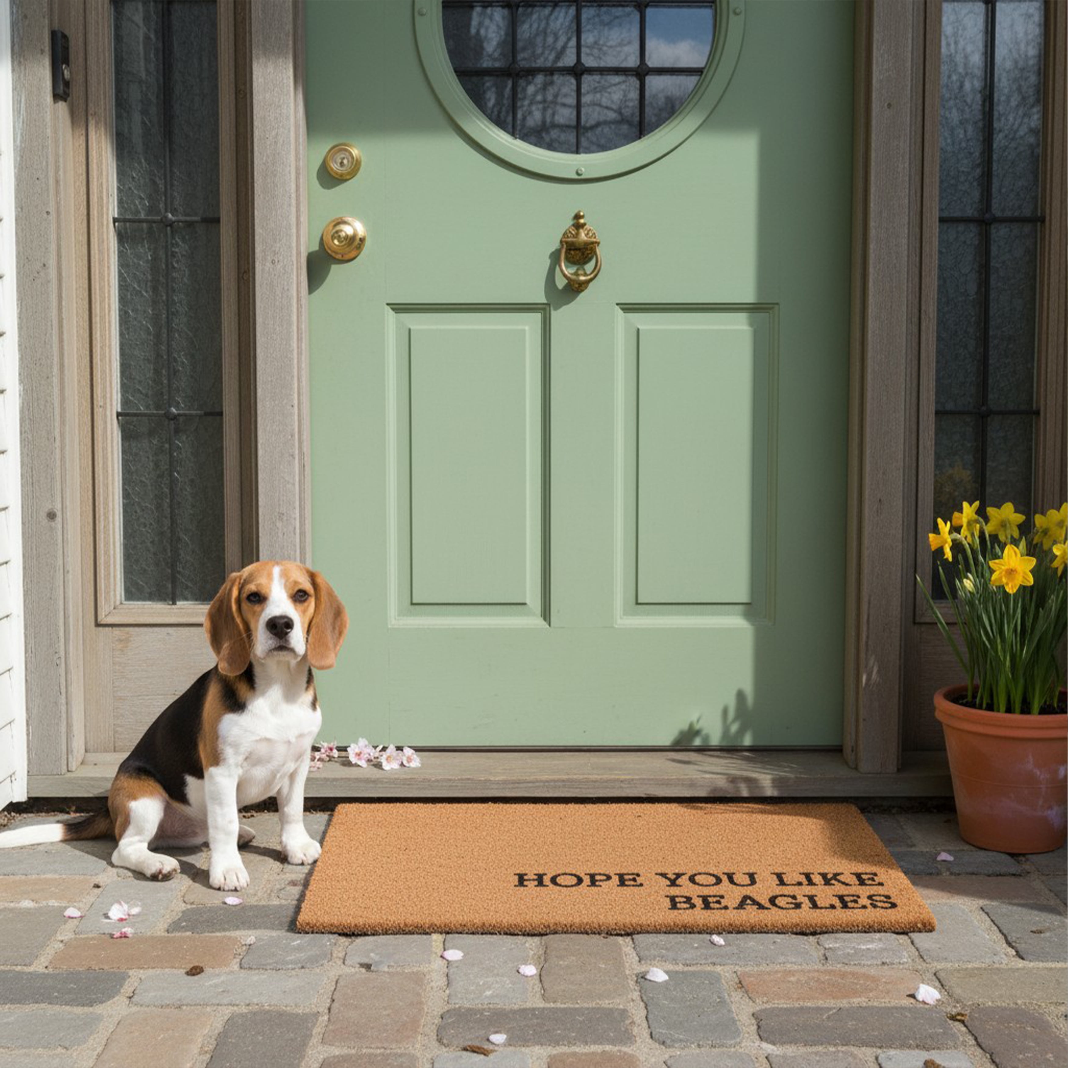 Hope You Like Beagles Non Slip Vinyl Backing, Front Door Mat, Entryway Door Mat, 17"x29"