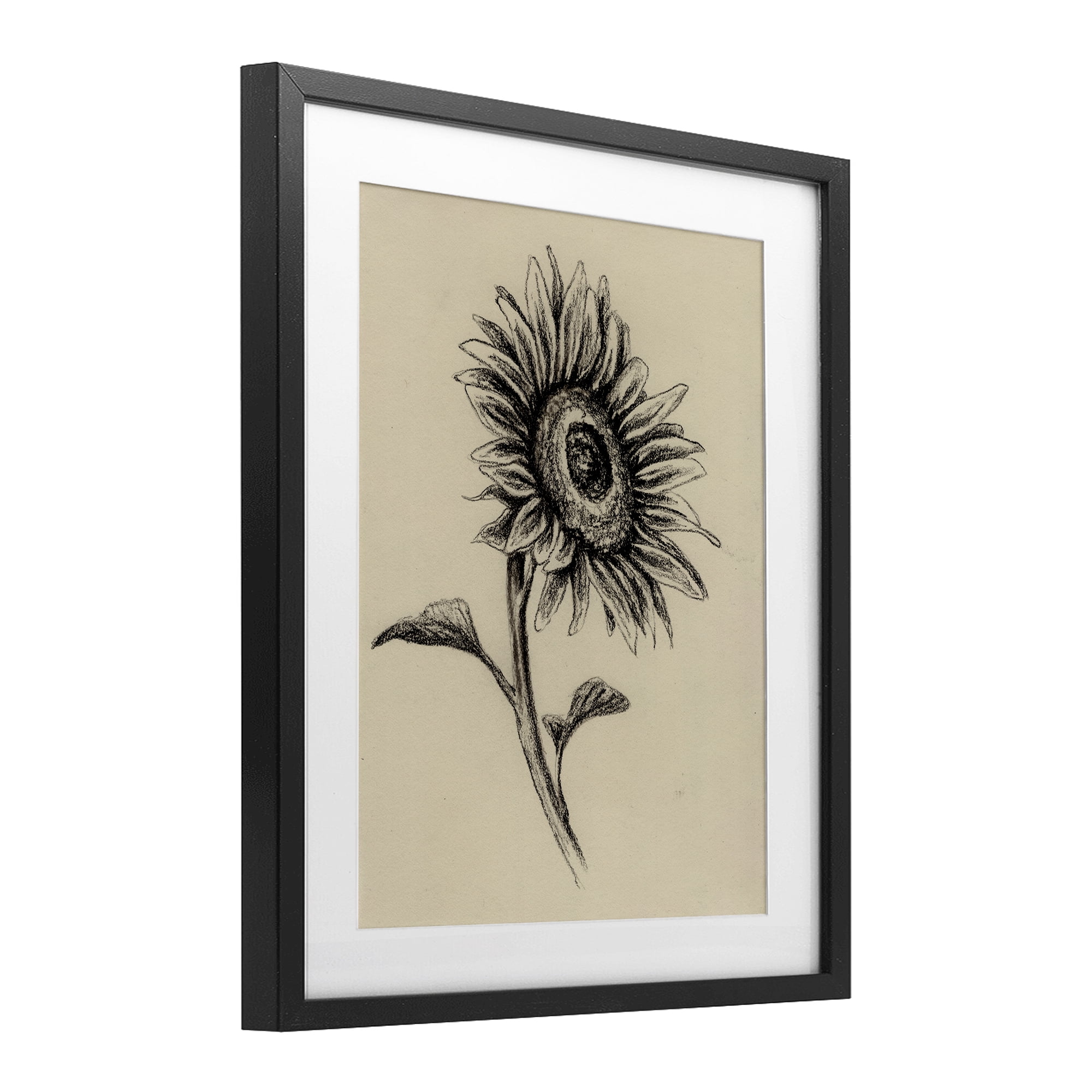 Stupell Industries Sunflowers in Charcoal Black Framed Print Under Glass, design by Leah Noel Art