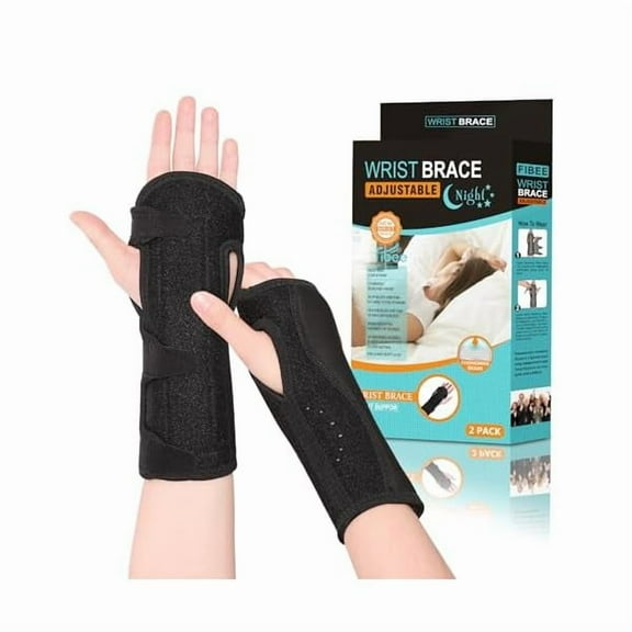 WEEKS 2 Pack Night Wrist Sleep Support Brace,Carpal Tunnel Wrist Brace Night Support,Adjustable Compression Wrist Splint for Tendonitis Arthritis Pain Relief Hand Support with Cushioned Beads Padded