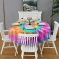 thumbnail image 2 of Colorful Tie Dye Mandala Pattern Round Tablecloth 60"x60",Wrinkle Wipeable Table Cloth for Kitchen Dining Room Picnic Patio Party, 2 of 6