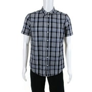 Angle View: Pre-owned|Dolce & Gabbana Mens Cotton Plaid Short Sleeve Button Up Shirt Gray Size 46