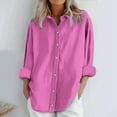 thumbnail image 2 of Womens Daily Casual Linen Shirts Long Sleeve Shirts Tops Casual Blouses Loose Fit Shirt Pink Women Blending Shirts Women Shirts(XL), 2 of 6
