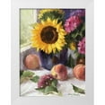 thumbnail image 1 of Strube, Ling 25x32 White Modern Wood Framed Museum Art Print Titled - Still Life with Sunflowers and Peaches, 1 of 4