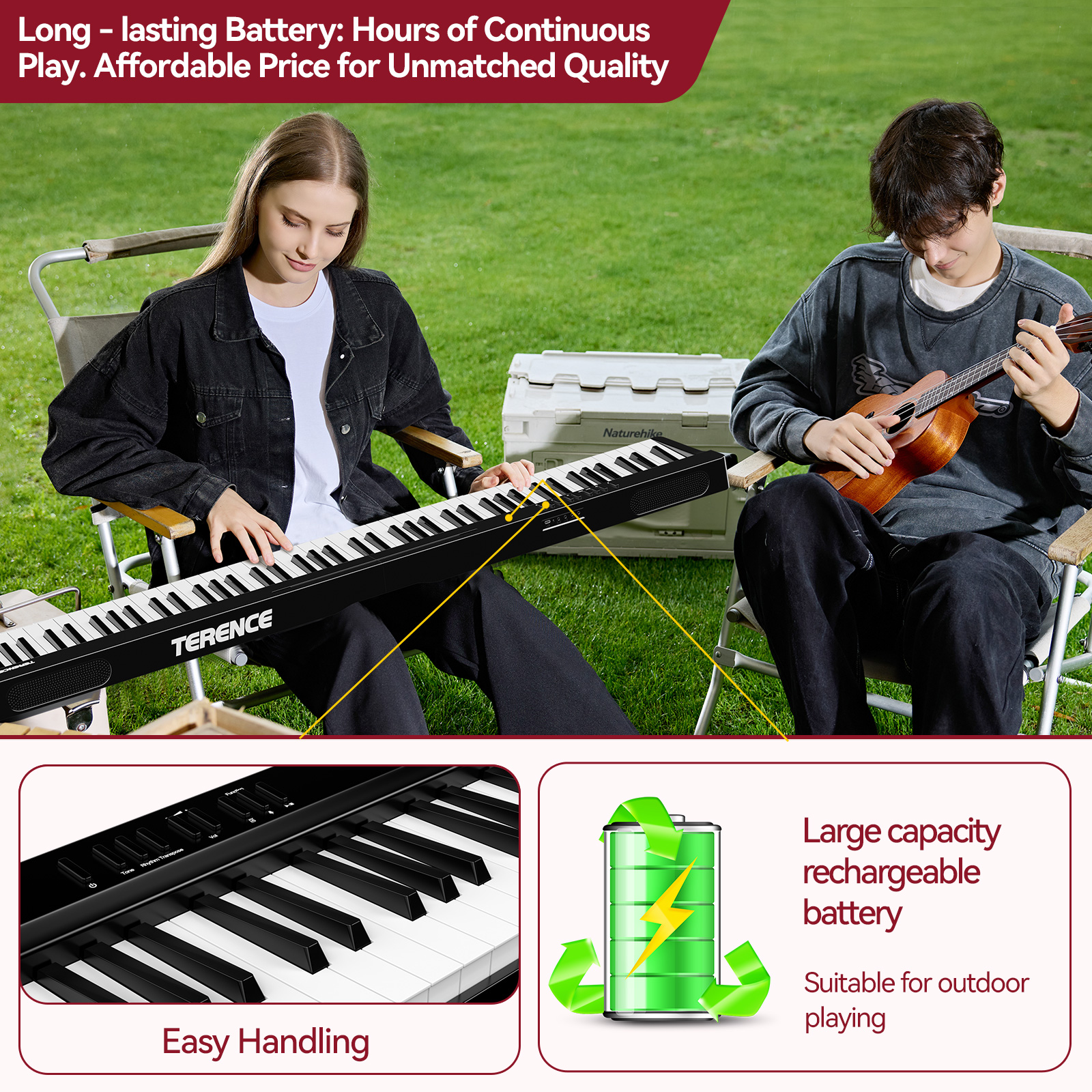 Terence V20 Portable 88-Key Semi-Weighted Piano Keyboard photo 6