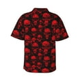 thumbnail image 3 of Fotbe Red Skulls Hawaiian Shirt for Men Unisex Summer Beach Casual Short Sleeve Cotton Linen Button Down Shirts-X-Large, 3 of 9