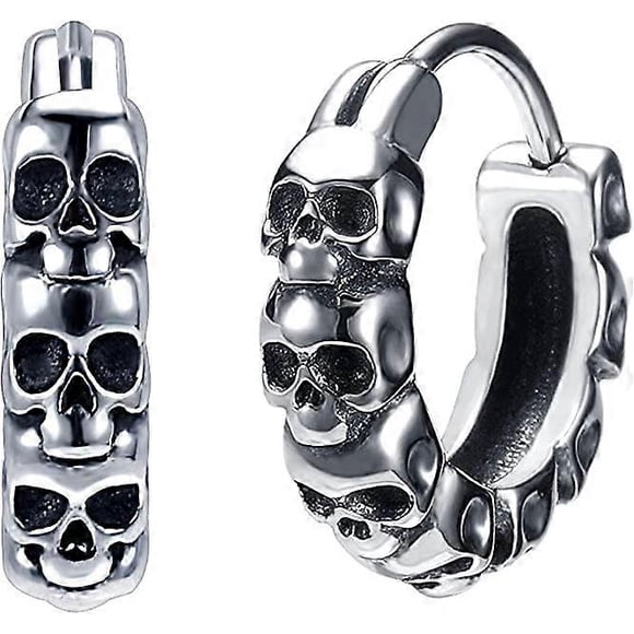 Gothic Skull Hoop Earrings for Men Mens Earrings Punk Black Helix Piercing Jewelry for Women