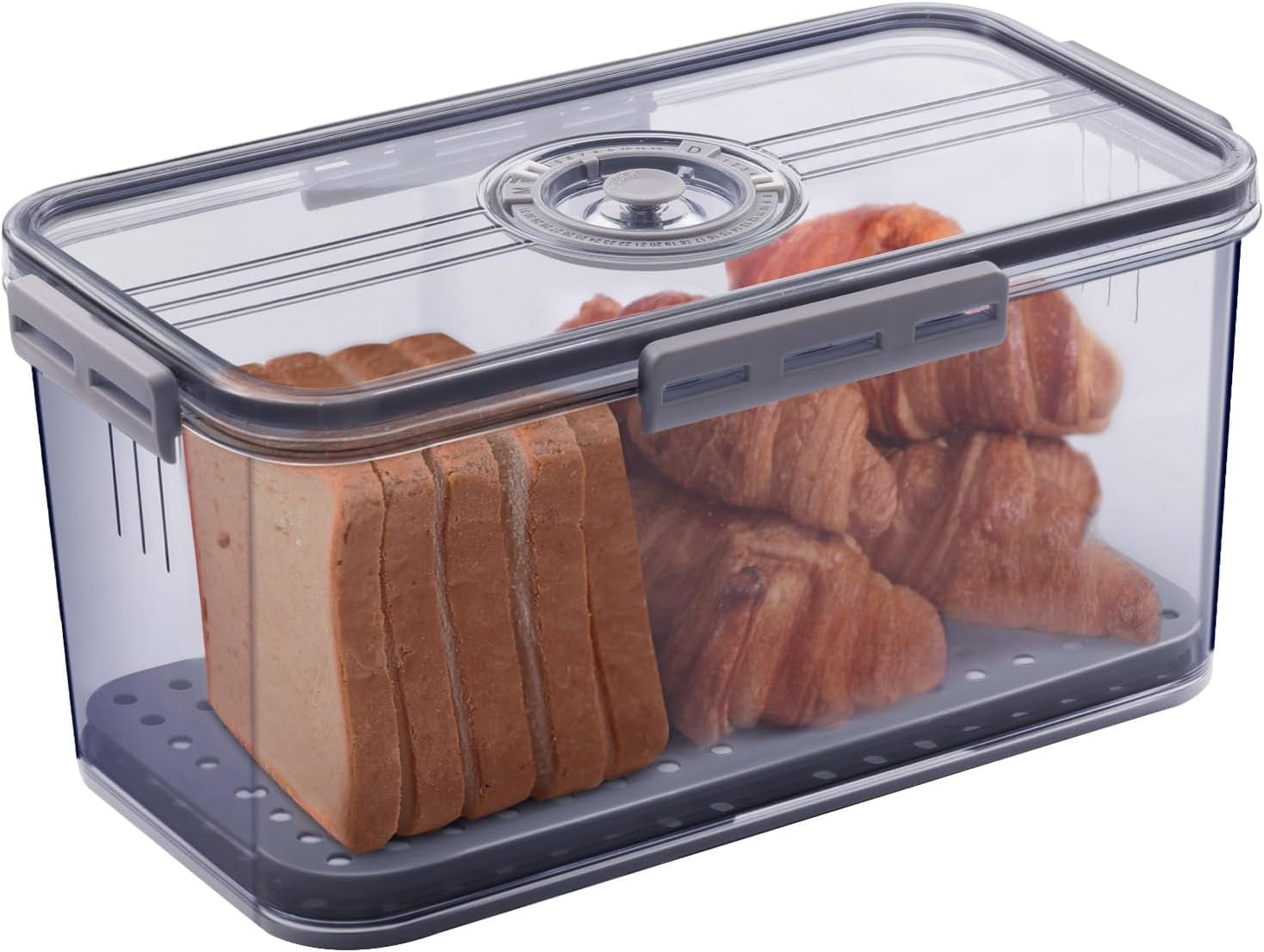 BAODELI Airtight Bread Box with Time Recording Dial, Gray photo 1