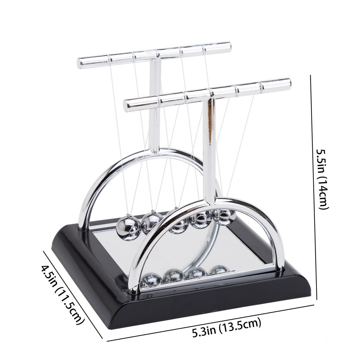 Thy Collectibles Unique Semicircle Newtons Cradle Balance With Mirror 5 Inch Desk Top Decoration Kinetic Motion Toy For Home And Office