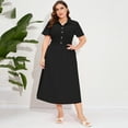 thumbnail image 2 of Yesfashion Women's Plus Size Dress Summer Button Down Smocked Midi Dress Short Sleeve Sundress, 2 of 5