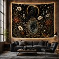 thumbnail image 6 of Raven Under Golden Eclipse with Floral Galaxy, Mystical Gothic for Dark Art Lovers, Botanical Decor, Halloween Gift, Tapestry Wall Hanging for Bedroom, Living Room and Dorm, 6 of 7