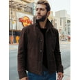 thumbnail image 3 of FLAVOR Men's Suede Leather Jacket Trucker Coat (Medium, Dark Brown), 3 of 6