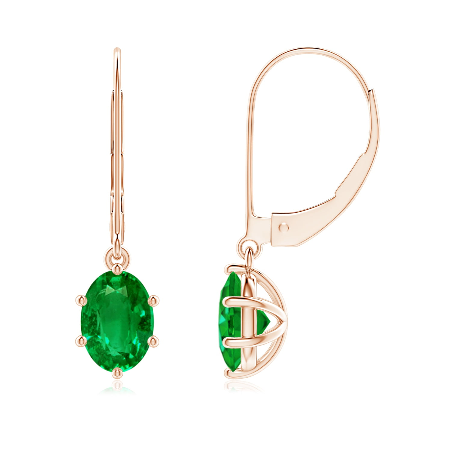 Angara - 1.32 Carats May Birthstone Jewelry - Oval Emerald Leverback ...