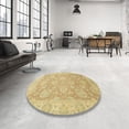 thumbnail image 4 of Ahgly Company Machine Washable Indoor Round Abstract Gold Area Rugs, 5' Round, 4 of 7
