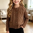 thumbnail image 3 of Rrxhxhs Cardigan for Girls Crew Neck Cable Knit Button Front Long Sleeve Warm Casual Cover Up, 3 of 9